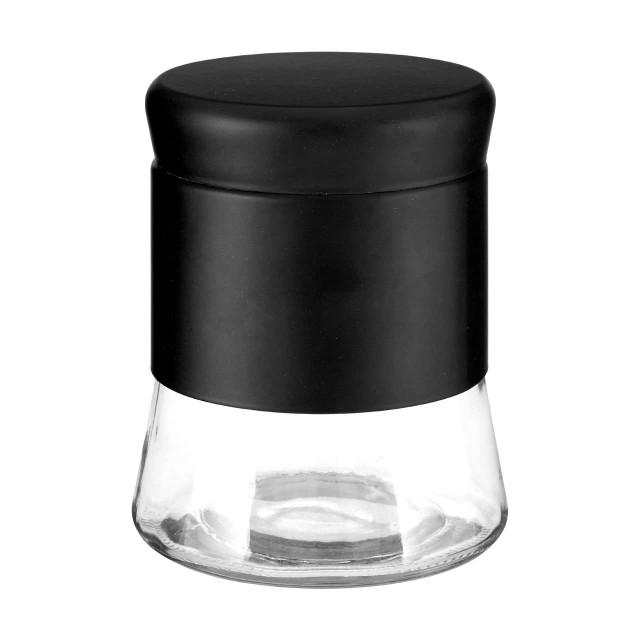 Premier Housewares Luca Black Steel And Glass Storage Jar - 800ml