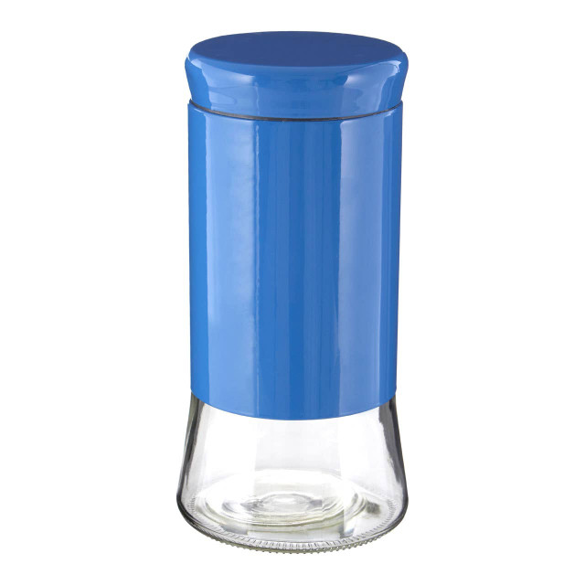 Premier Housewares Luca Blue Stainless Steel And Glass Storage Jar - 1500ml