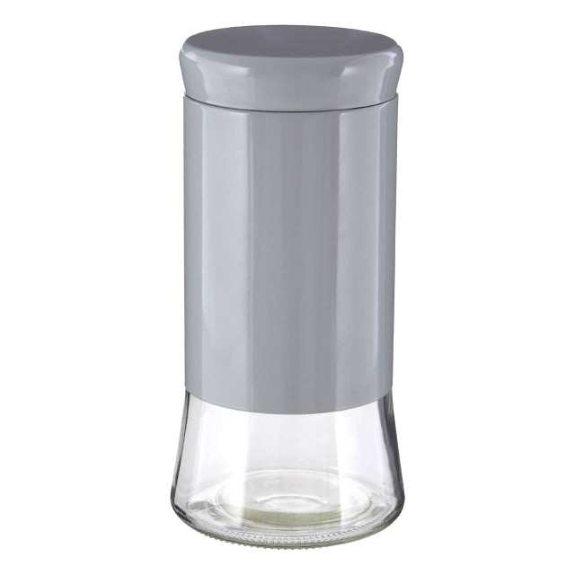 Premier Housewares Luca Grey Steel And Glass Storage Jar - 1500ml