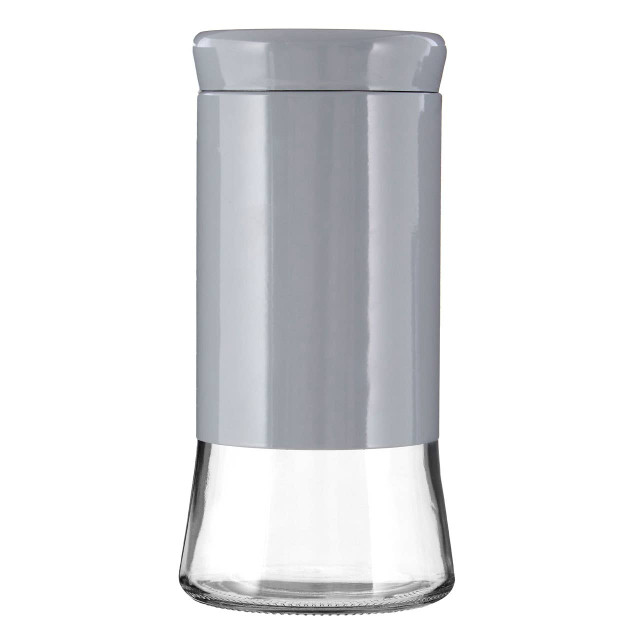 premier housewares Luca Grey Steel and Glass Storage Jar - 1500ml