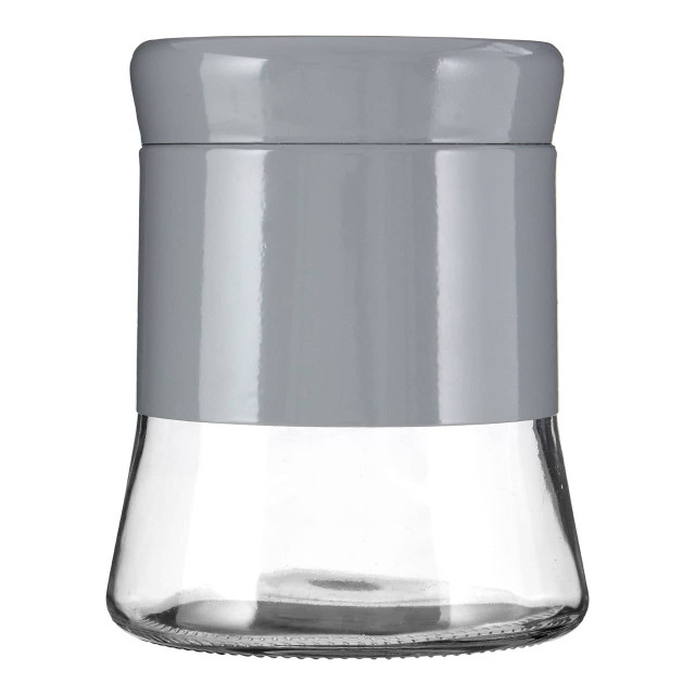 Premier Housewares Luca Grey Steel And Glass Storage Jar - 800ml