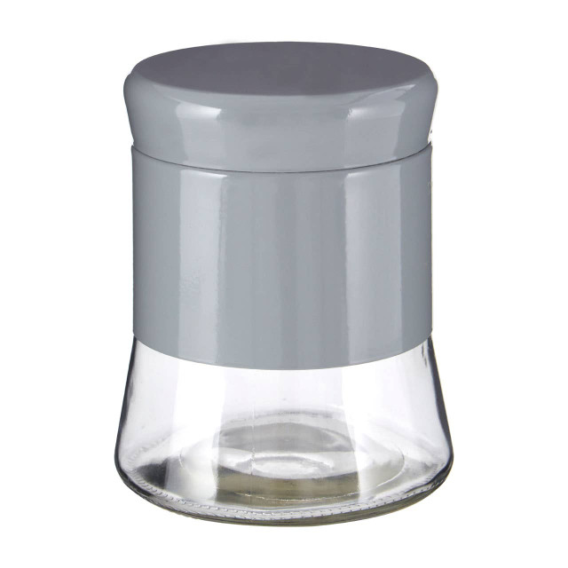 Premier Housewares Luca Grey Steel And Glass Storage Jar - 800ml
