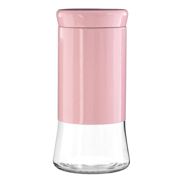 premier housewares Luca Pink Steel and Glass Storage Jar - 1500ml