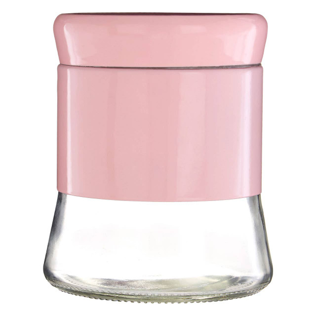Premier Housewares Luca Pink Steel And Glass Storage Jar - 800ml