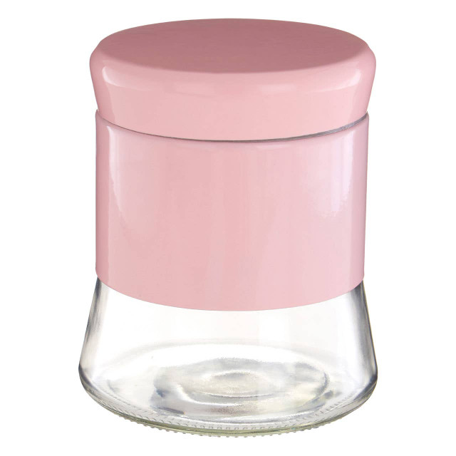 Premier Housewares Luca Pink Steel And Glass Storage Jar - 800ml