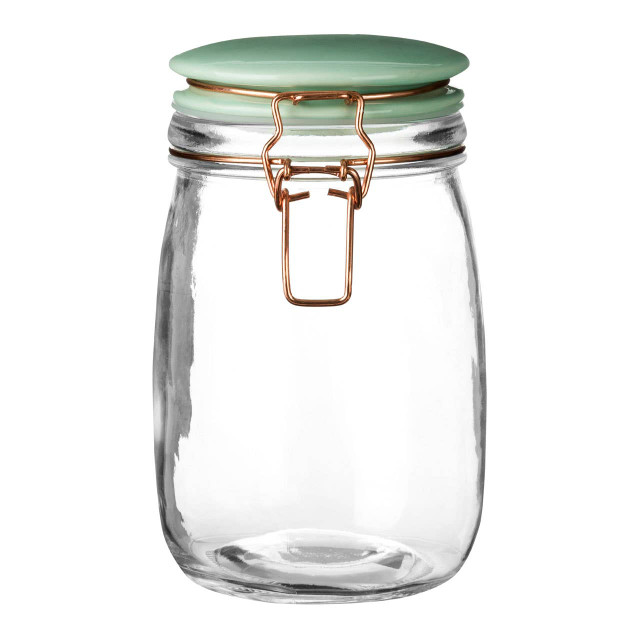 Premier Housewares Luca Retro Pastel Green Glass Jar- 1000ml