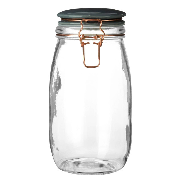 premier housewares Luca Retro Pastel Grey Glass Jar - 1500ml