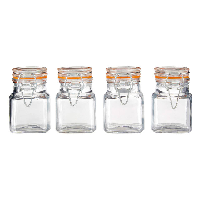 Premier Housewares Luca Set Of 4 Luca Clip Top Lid Glass Jars