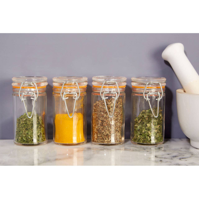 Premier Housewares Luca Set Of 4 Luca Round Glass Clip Top Jars