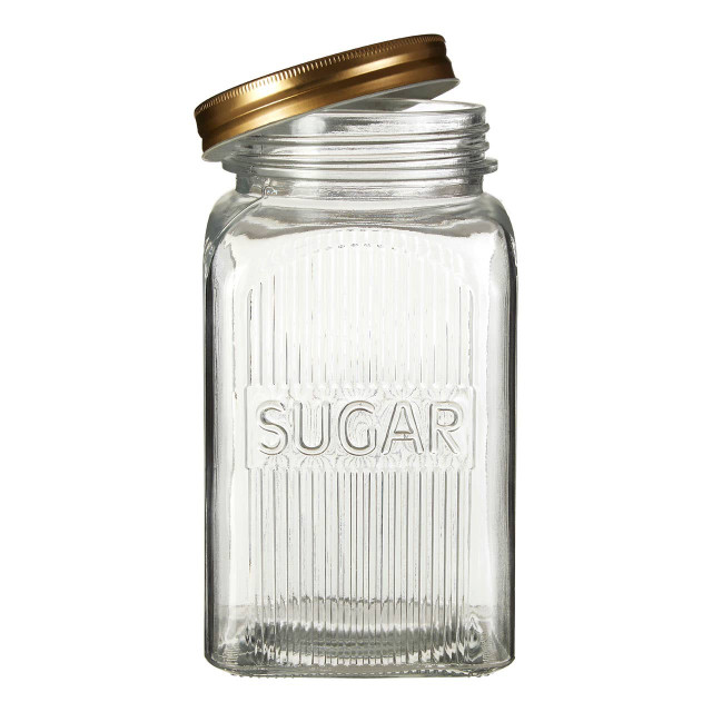 Premier Housewares Luca Set Of Three Glass Jars With Gold Finish Lids