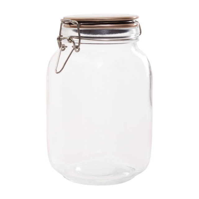 premier housewares Luca Square 1550ml Glass Jar With Champagne Lid
