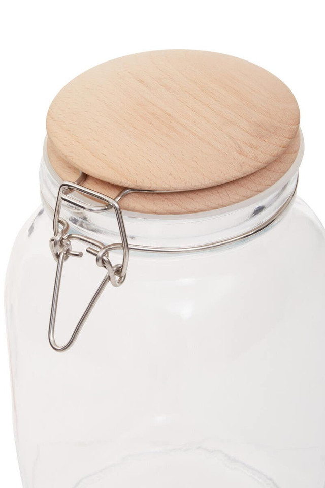 Premier Housewares Luca Square 1550ml Glass Jar With Wooden Lid