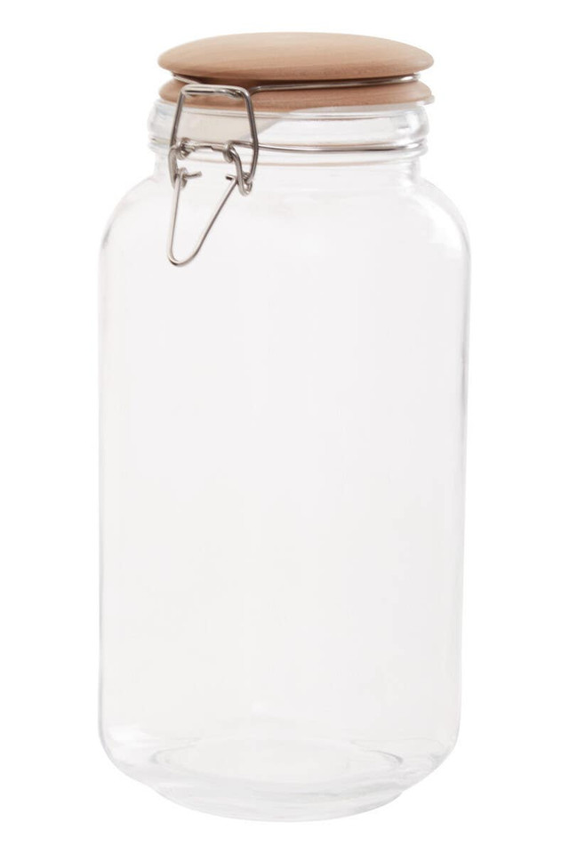 Premier Housewares Luca Square 2150ml Glass Jar With Wooden Lid
