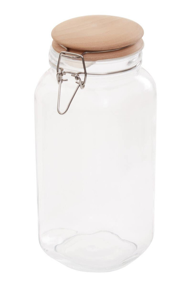 premier housewares Luca Square 2150ml Glass Jar With Wooden Lid