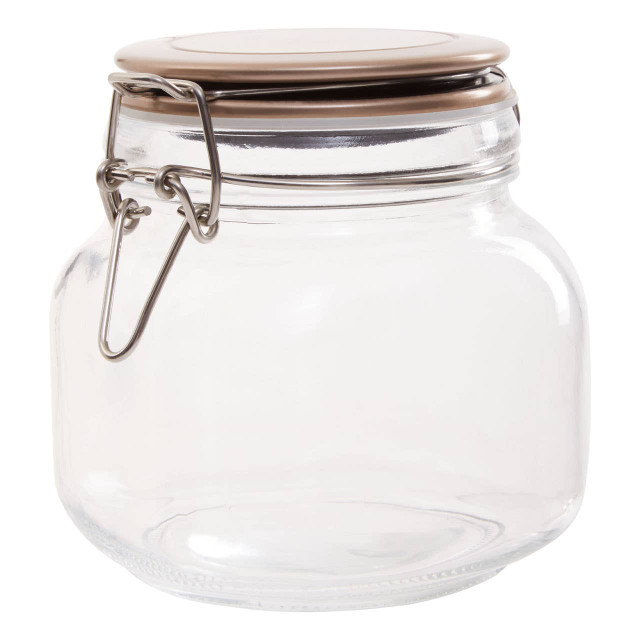 Premier Housewares Luca Square 800ml Glass Jar With Champagne Lid