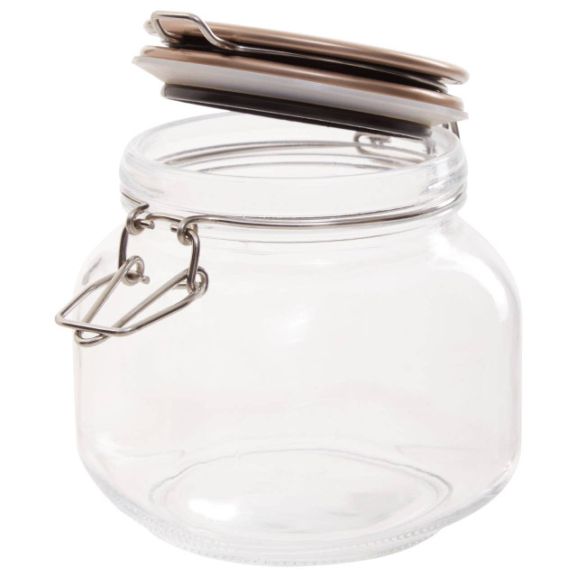 Premier Housewares Luca Square 800ml Glass Jar With Champagne Lid