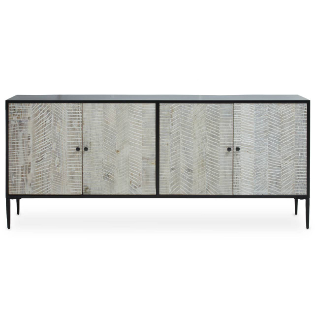 premier housewares Luxor 4 Door Recycled Pine Wood Sideboard