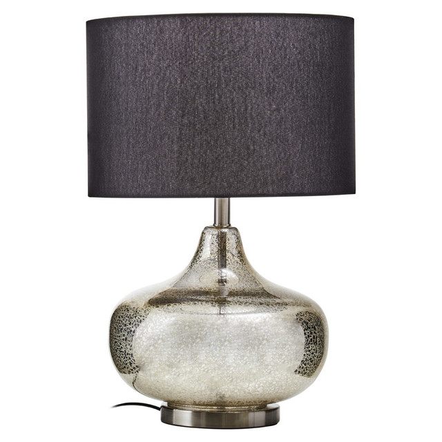 Premier Housewares Luz Silver Glass With Black Shade Table Lamp