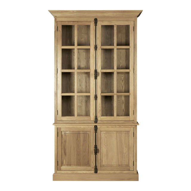 premier housewares Lyon Oak Wood Tall Cabinet in Washed Grey Finish