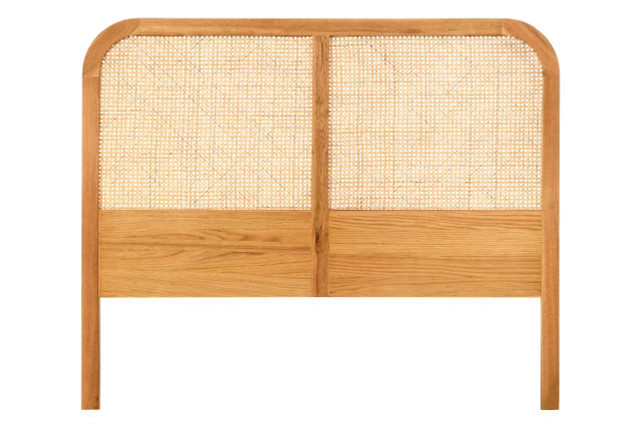 Premier Housewares Lyon Rattan And Oak Wood Double Bed Headboard