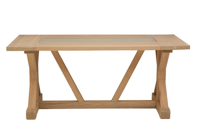 Premier Housewares Lyon Washed Grey Oak Wood And Glass Dining Table