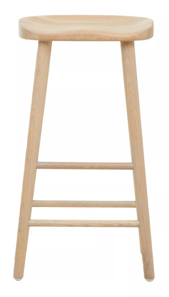 Premier Housewares Lyon Washed Grey Oak Wood Bar Stool