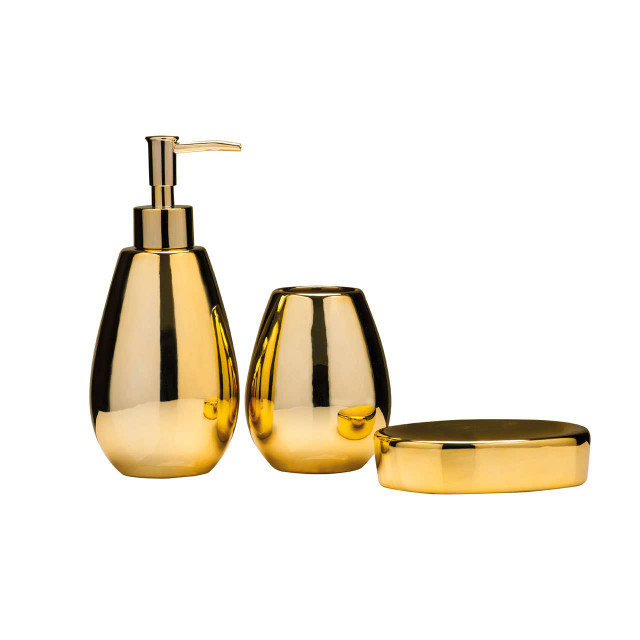 Premier Housewares Magpie Dolomite Gold 3Pc Bathroom Set