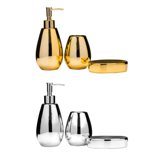 Premier Housewares Magpie Dolomite Gold 3Pc Bathroom Set