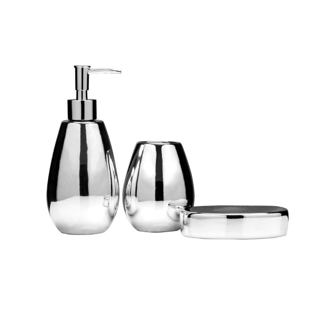 Premier Housewares Magpie Dolomite Silver 3Pc Bathroom Set