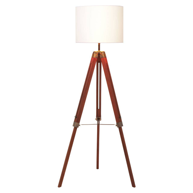 Premier Housewares Malvern Tripod Floor Lamp With Brown Base
