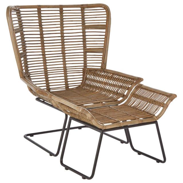 premier housewares Manado Natural Rattan Lounge Chair And Footstool