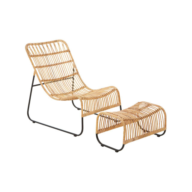 Premier Housewares Manado Rattan Chair And Footstool Set