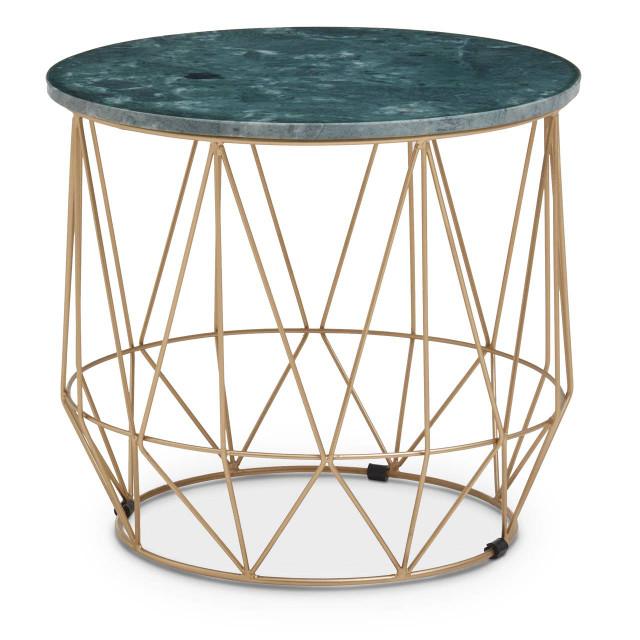 Premier Housewares Mandoli Green Side Table With Gold Frame
