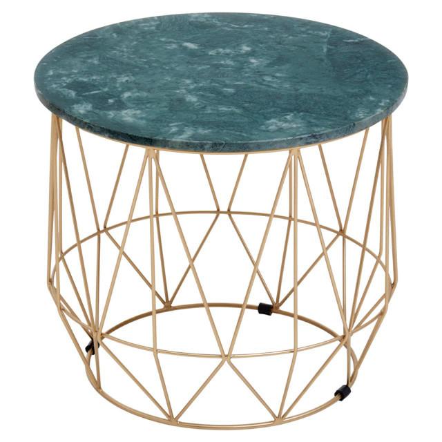 Premier Housewares Mandoli Green Side Table With Gold Frame