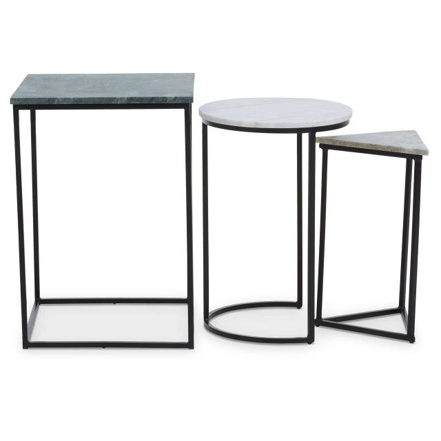 Premier Housewares Mandoli Nest Of 3 Assorted Marble Tables