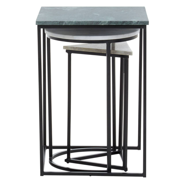 Premier Housewares Mandoli Nest Of 3 Assorted Marble Tables