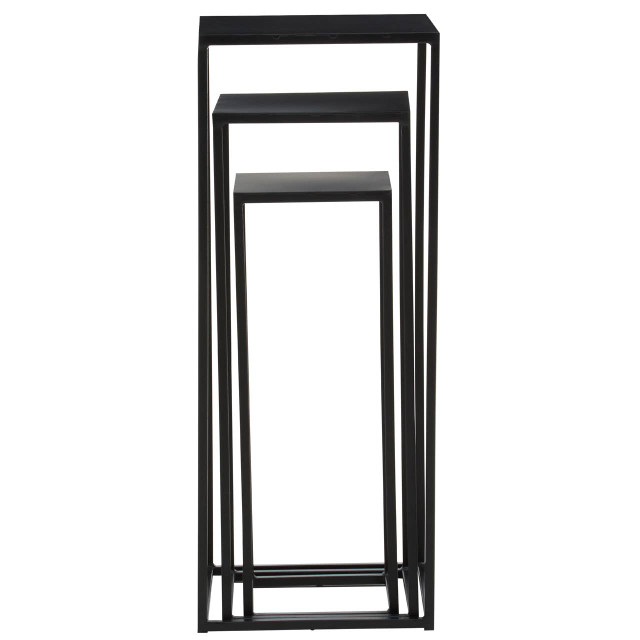 Premier Housewares Mandoli Nest Of 3 Black Side Tables