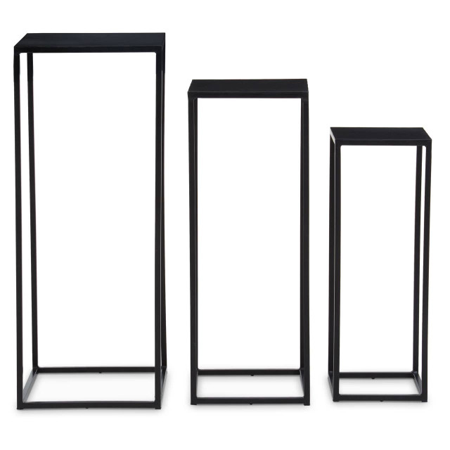 premier housewares Mandoli Nest Of 3 Black Side Tables