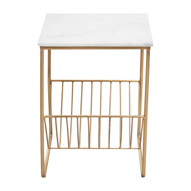 Premier Housewares Mandoli White Marble Rack Side Table