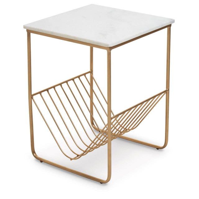 premier housewares Mandoli White Marble Rack Side Table