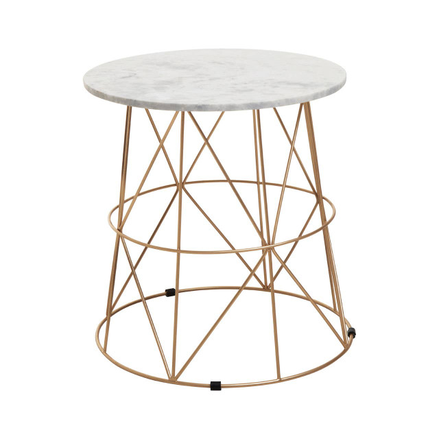 Premier Housewares Mandoli White Marble Round Side Table