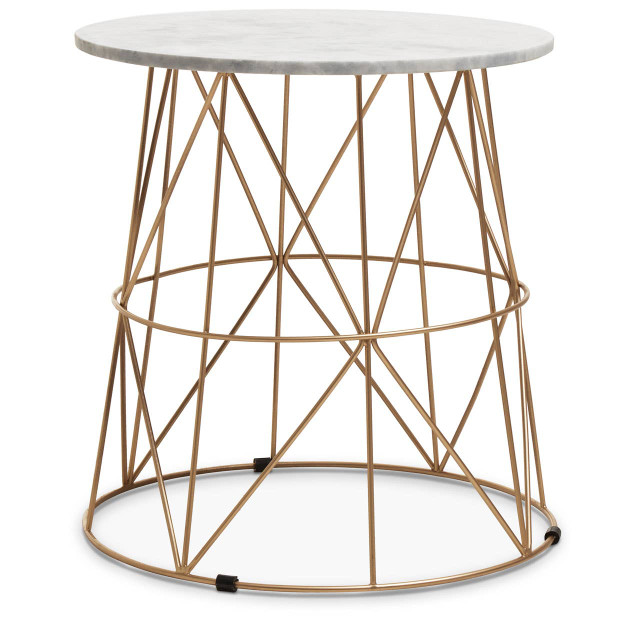 premier housewares Mandoli White Marble Round Side Table