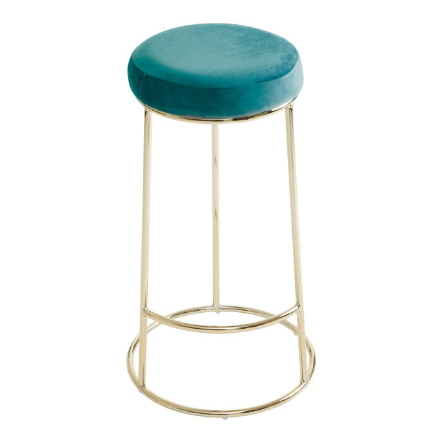 Premier Housewares Manhattan Green Velvet Tall Bar Stool