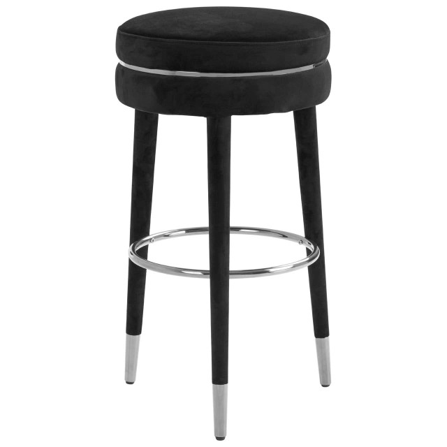 premier housewares Manhattan Grey Velvet Bar Stool with Rubberwood Legs