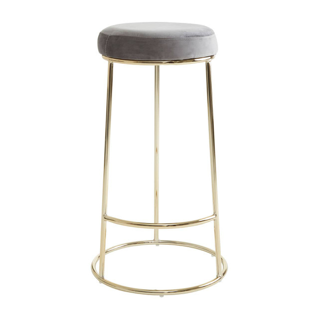 premier housewares Manhattan Grey Velvet Tall Bar Stool