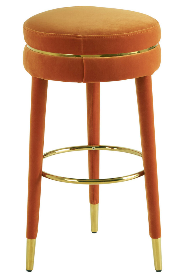 Premier Housewares Manhattan Orange Velvet Bar Stool