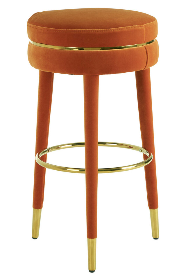 premier housewares Manhattan Orange Velvet Bar Stool