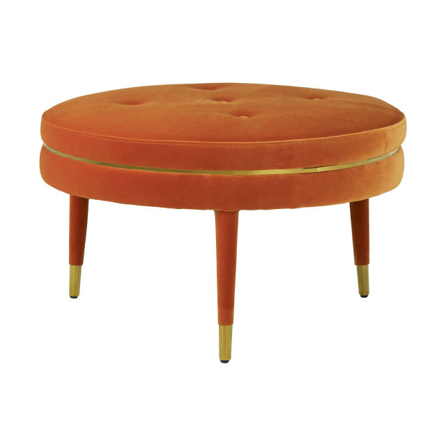 Premier Housewares Manhattan Orange Velvet Footstool