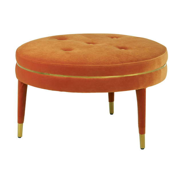 Premier Housewares Manhattan Orange Velvet Footstool