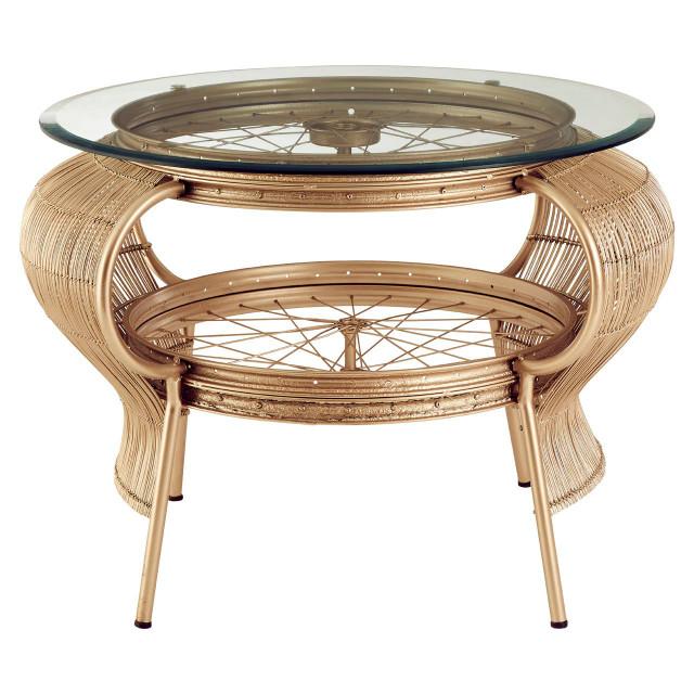 premier housewares Mantis Champagne Gold Finish Table